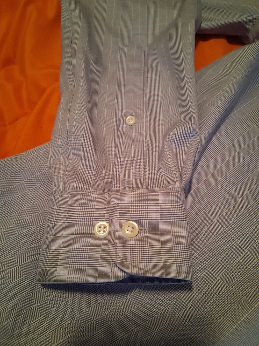 Joseph & Feiss Men’s Non-Iron 100% Cotton Blue Check Dress Shirt XL 15 34/35 - Picture 4 of 5